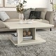 preview thumbnail 26 of 41, Ross Modern Square Coffee Table with Wrap Around Base Shelf and Hidden Storage by Strick & Bolton 31-inch - Cream Weave