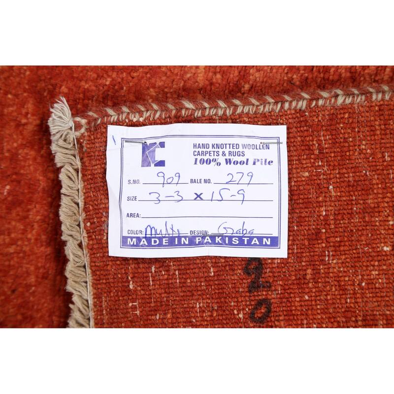 Contemporary Gabbeh Kashkoli Oriental Wool Runner Rug Hand-knotted - 3'2" x 15'7"