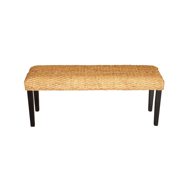 M4H Valencia Solid Wood Natural Water Hyacinth Indoor Bench - Brown