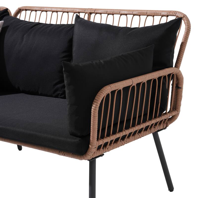 Outdoor Patio Furniture L-Shaped Corner Wicker Sofa Set with Coffee Table