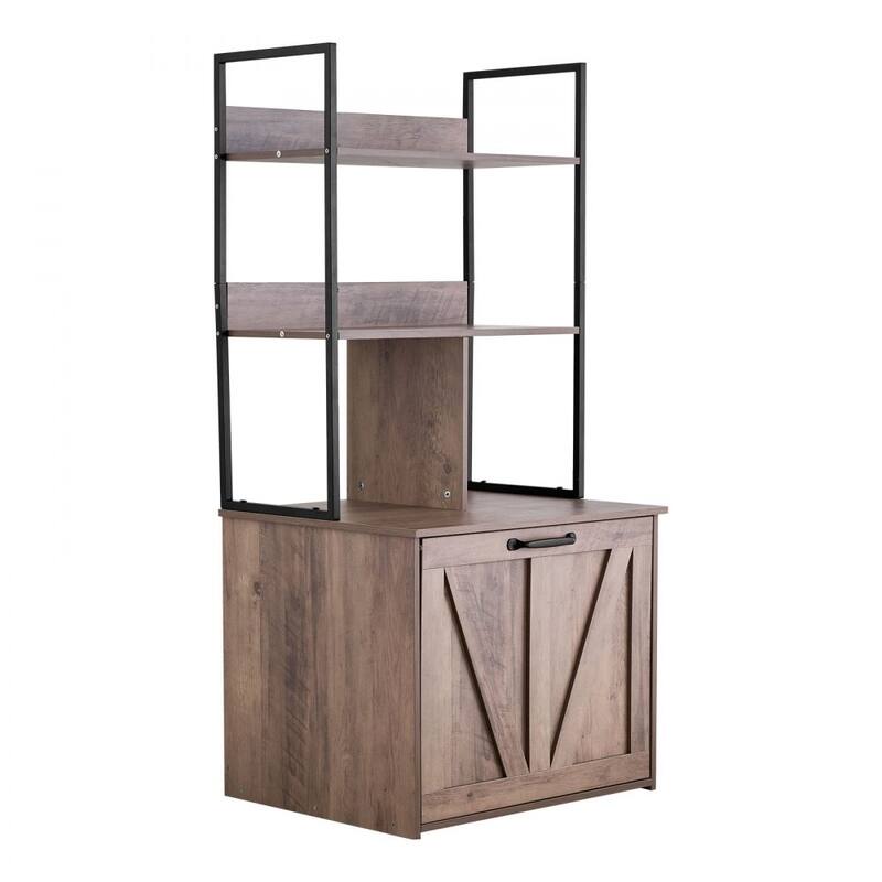 Modern Cat Litter Box Furniture Enclosure Cabinet with Metal Rack and Hidden Odor Control Storage - 23.62” x 19.69” x 50.08”