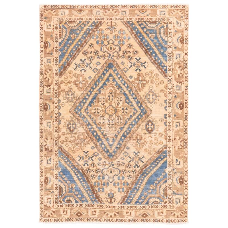 ECARPETGALLERY Hand-knotted Antalya Vintage Tan Wool Rug - 6'4 x 9'1