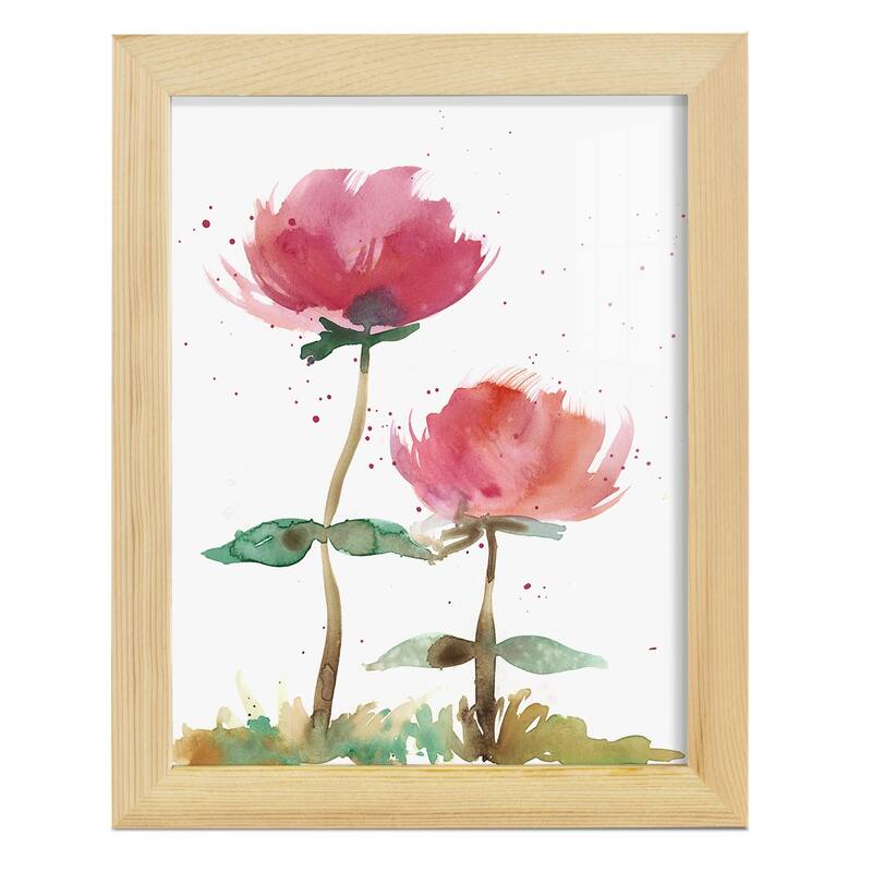 Pink Fleurs I -Framed Print w/glass-Cherry Red