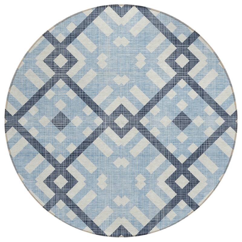 Machine Washable Indoor/ Outdoor Chantille Contemporary Trellis Rug