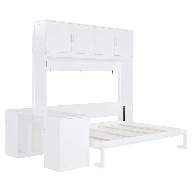 Queen Wall Bed with Convertible Desk, Overhead Storage & Dual Base Cabinets by Harper&Bright Designs