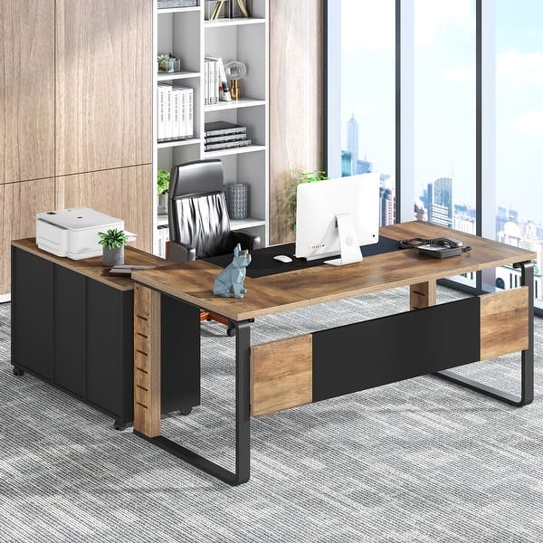 LShaped Desk with Lateral File 59 Inch Computer Office Desk