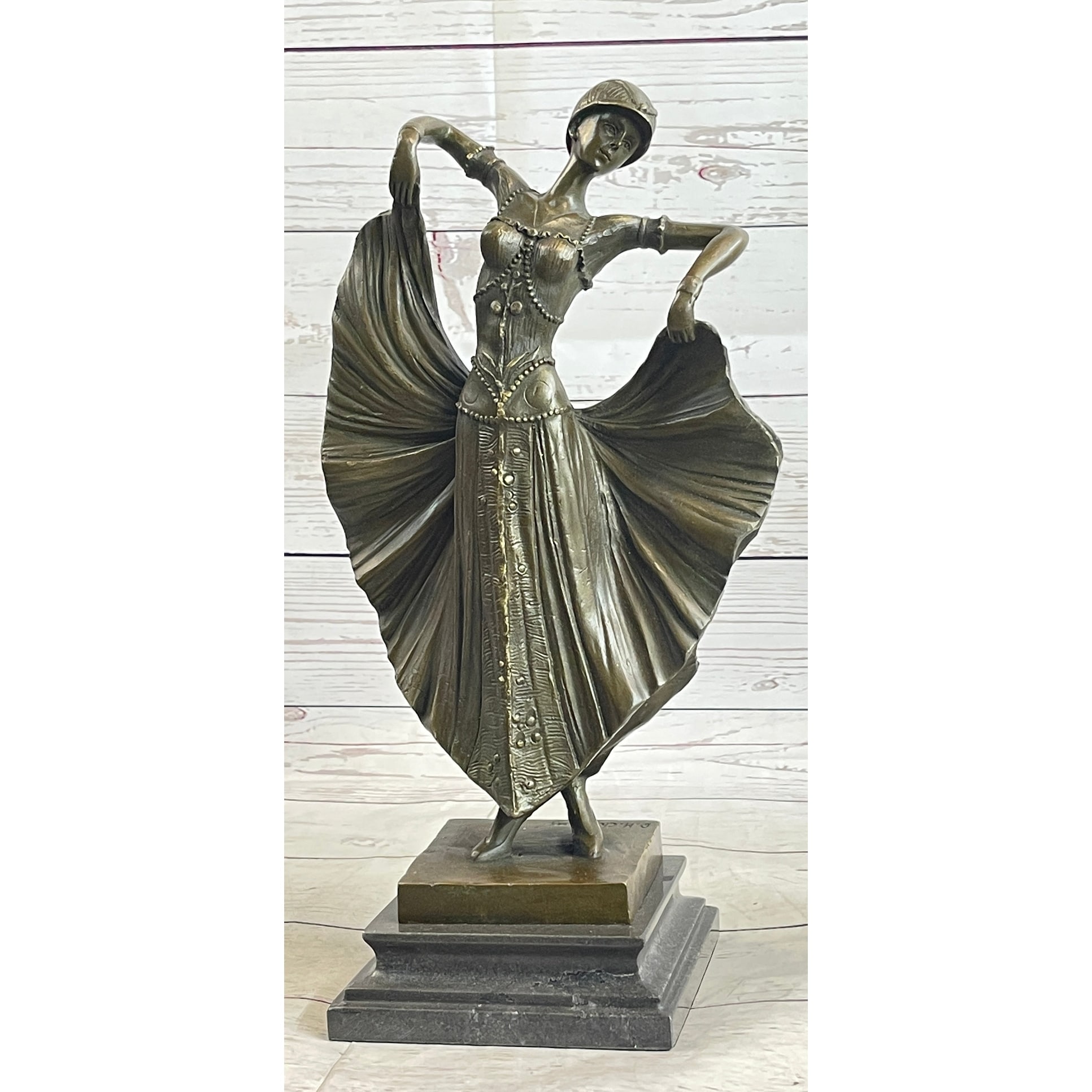D.H. Chiparus Bronze Statue, gilded patination, enamel colors, 14