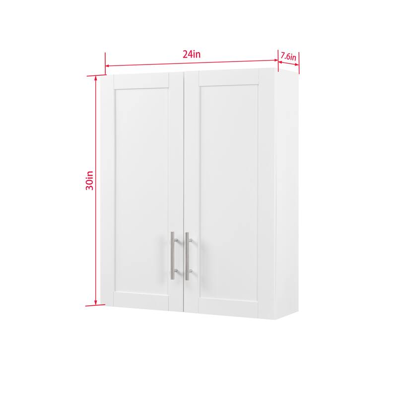Wood Hanging Cabinet with Doors and Shelves