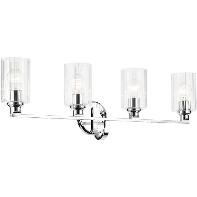 Kichler 55227FLU Gioe 4 Light 32" Wide Vanity Light with Clear Fluted - Chrome