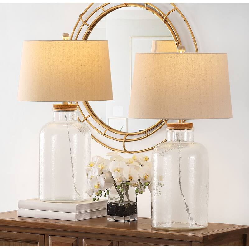 SAFAVIEH Lighting Ferencne 27.5-inch Glass Table Lamp (Set of 2) - 16" x 16" x 27.5" - 16Wx16Dx28H