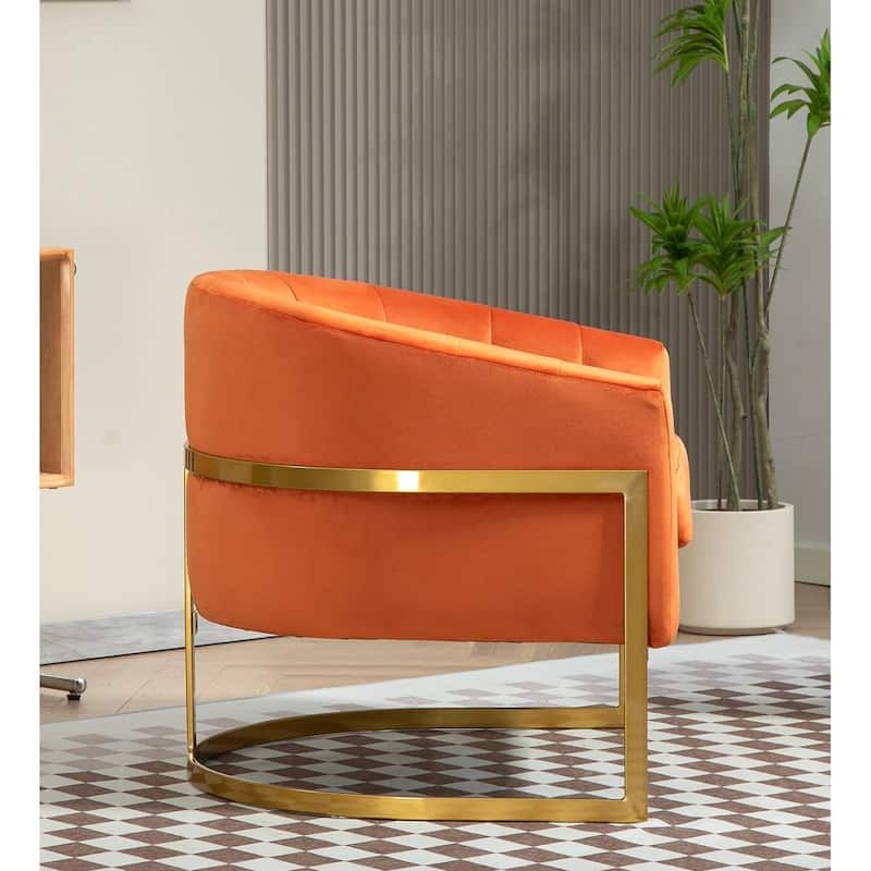 Modern Accent Armchair Luxury Gold Frame and Multi-colored Velvet Material Infuse Elegant Flair