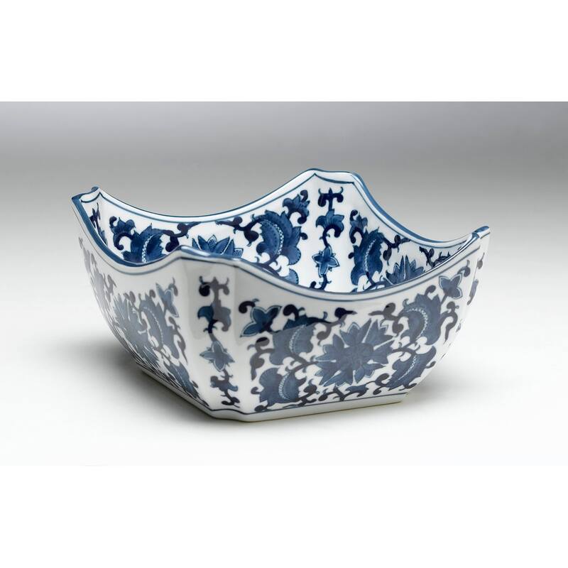 Aa Importing 59710 Square Blue And White Bowl - 4.5 X 8.7 X 8.7 inches