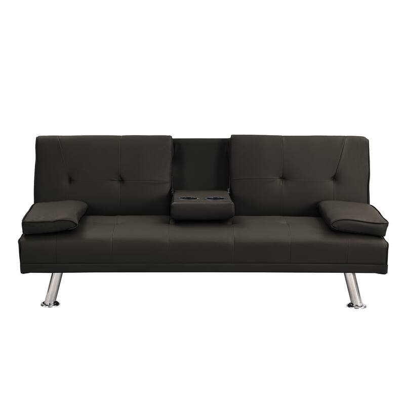 Wooden Sofa Bed with Armrest Two Holders