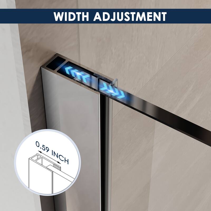 Elegant Frameless Fixed Glass Panel Shower Door 74inch High with 5/16inch Clear Tempered Glass with 2 Corner Shelves
