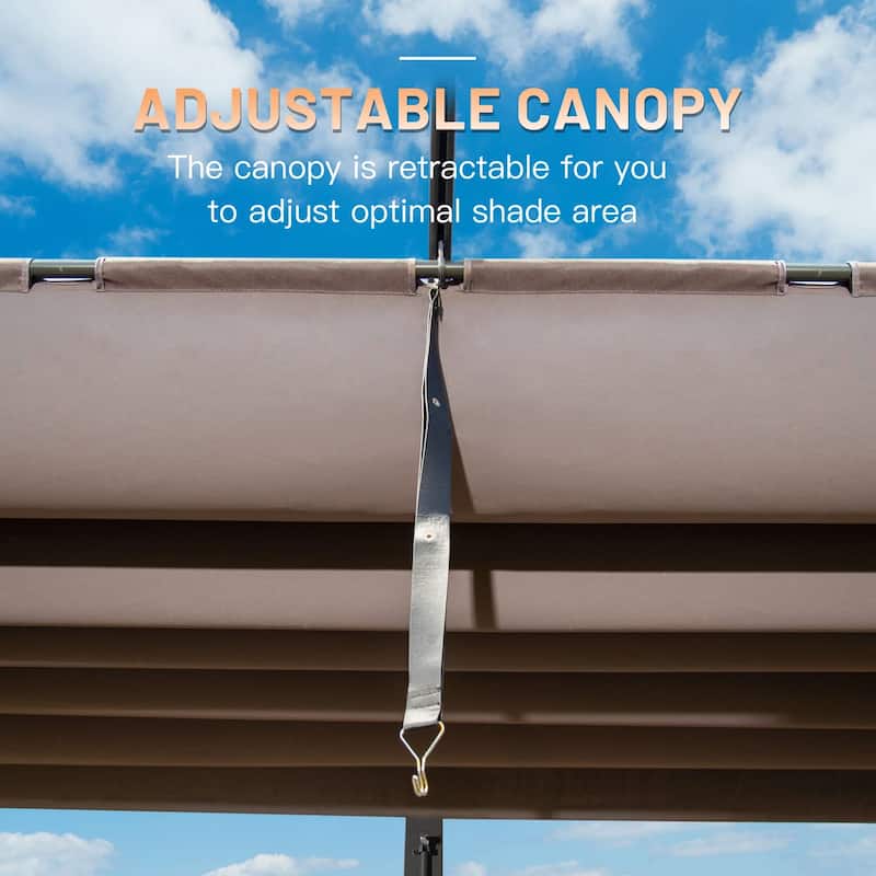 11 X 16 FT Outdoor Living Outdoor Retractable Pergola with Weather-Resistant Canopy Aluminum Garden Pergola Patio Grill Gazebo