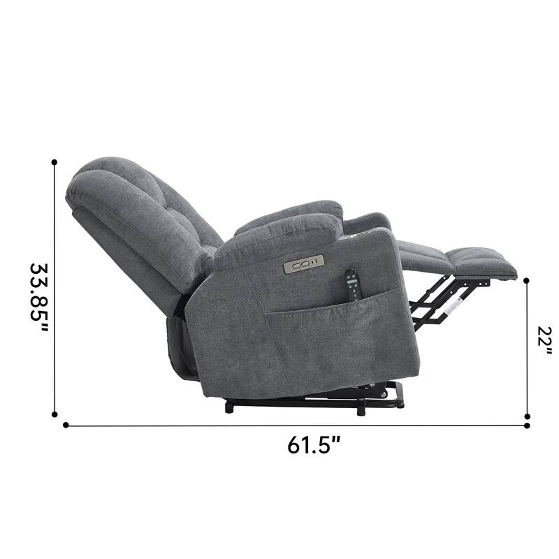 Power Lift Recliner Chair with Massage and Heat for Elderly, Overstuffed Wide Recliners, Heavy Duty Motion Mechanism