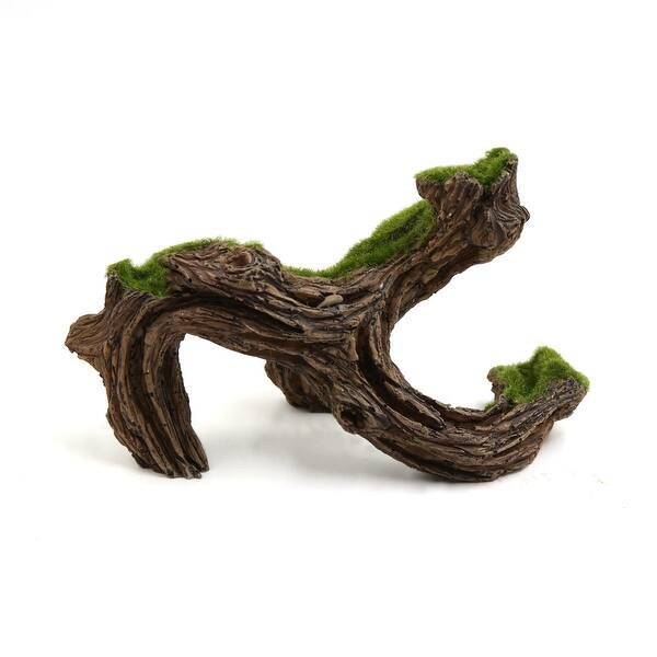 2pcs Gray Resin Driftwood Aquarium Fish Tank Landscape Ornament W Grass Decor Overstock 24173373