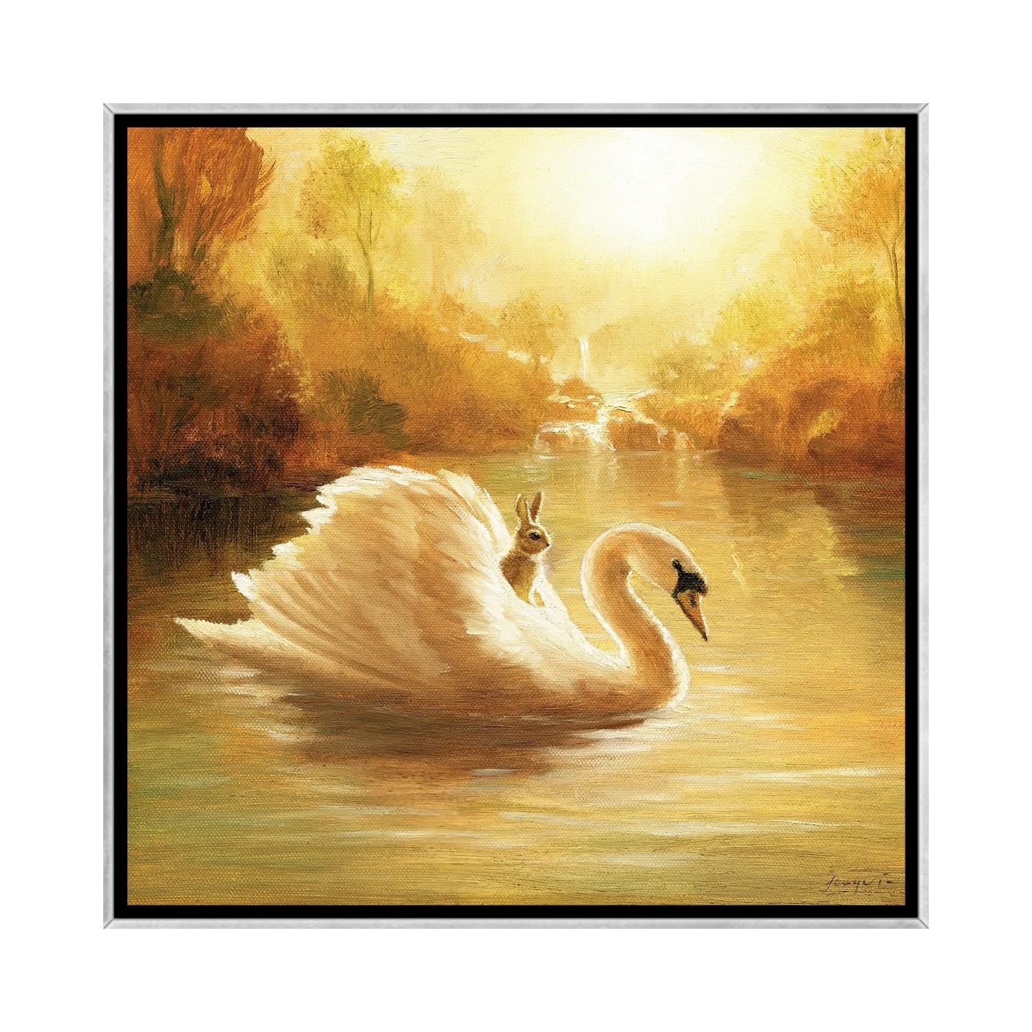 iCanvas "Isabella And The Swan" by David Joaquin Framed