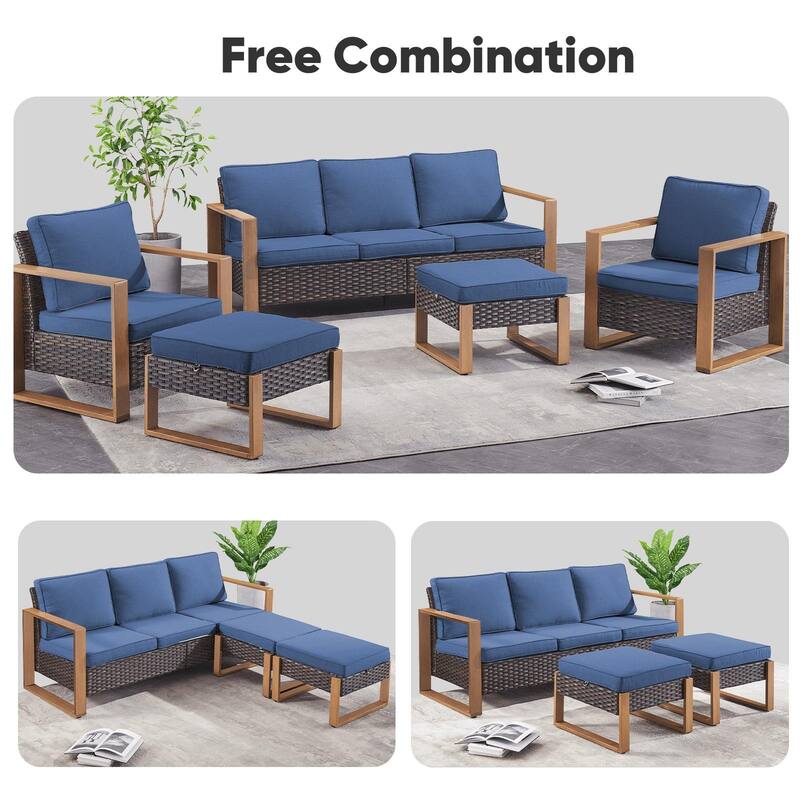 Outdoor Swivel Chair with Thick Cushion