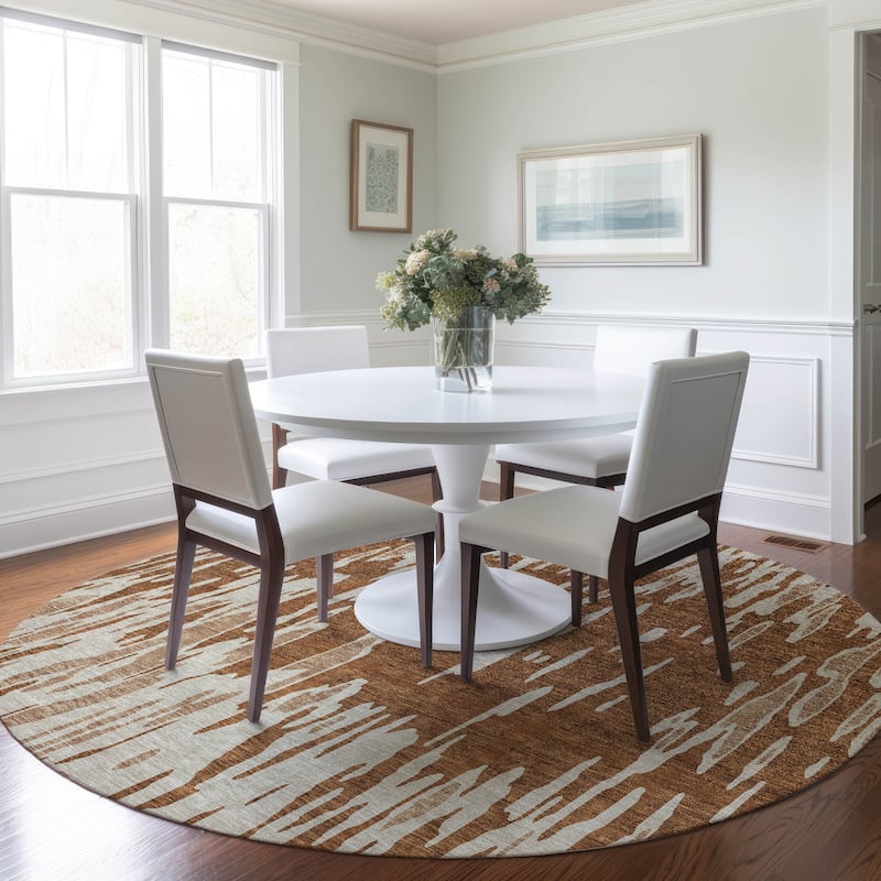 Machine Washable Indoor/ Outdoor Abstract Chantille Rug