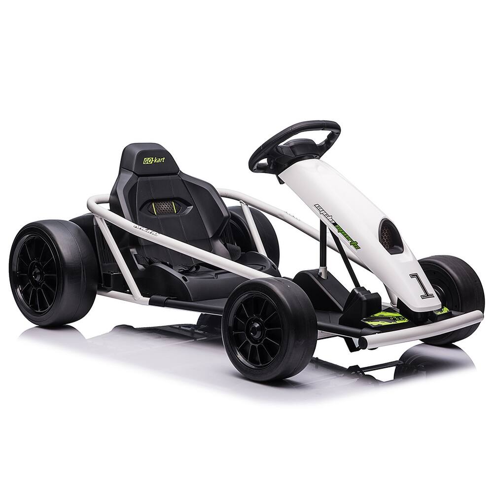 24V Electric Dual 300w Motors Go Kart Ride on Car Toy for Kids, White