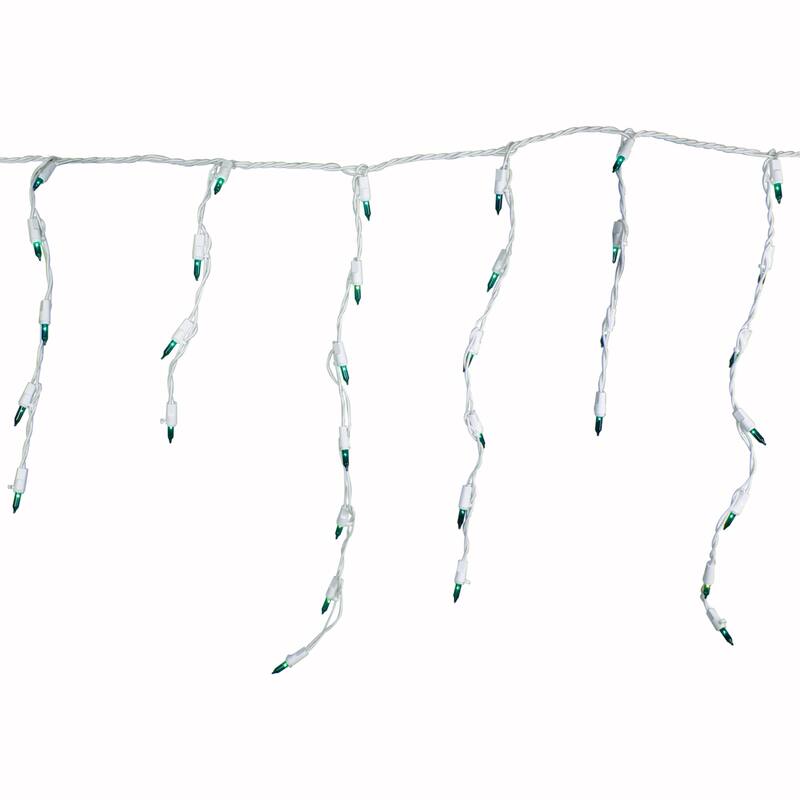 100 Count Mini Icicle Christmas Lights - 3.5 ft White Wire - 3.5'