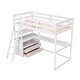preview thumbnail 7 of 16, Twin Size Loft Bed with Desk and Shelves, Two Built-in Drawers, White