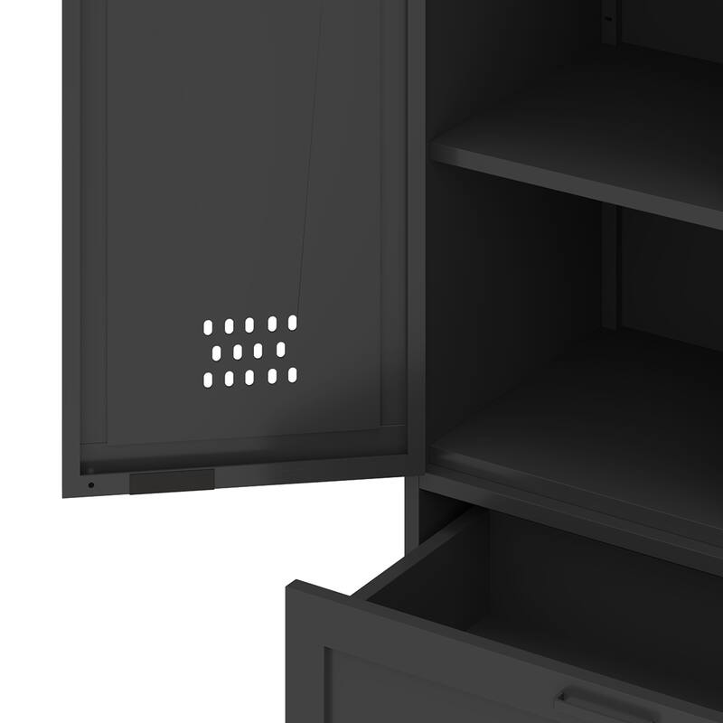 Metal Garage Storage Tool Cabinet with Doors and Adjustable Shelves