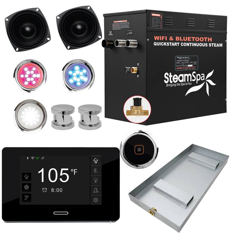 Black Series Wifi and Bluetooth 10.5kW Steam Bath Generator Package