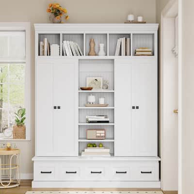 78.7''H Hall Tree with Bench and Adjustable Shelves