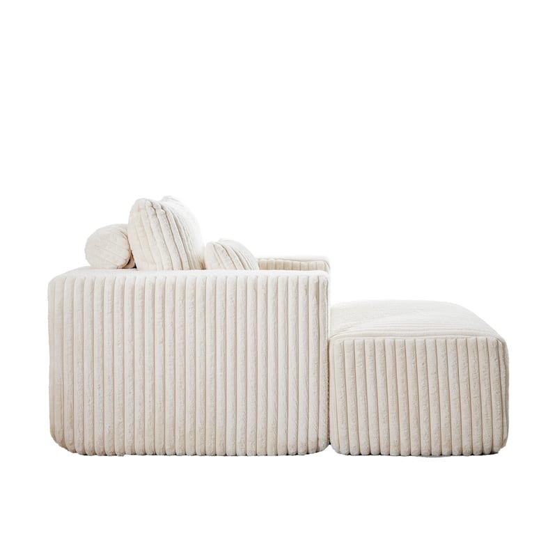 GDFStudio - Amelia Plush Corduroy Recliner Sofa with Removable Footrest for Relaxed Living Room Comfort