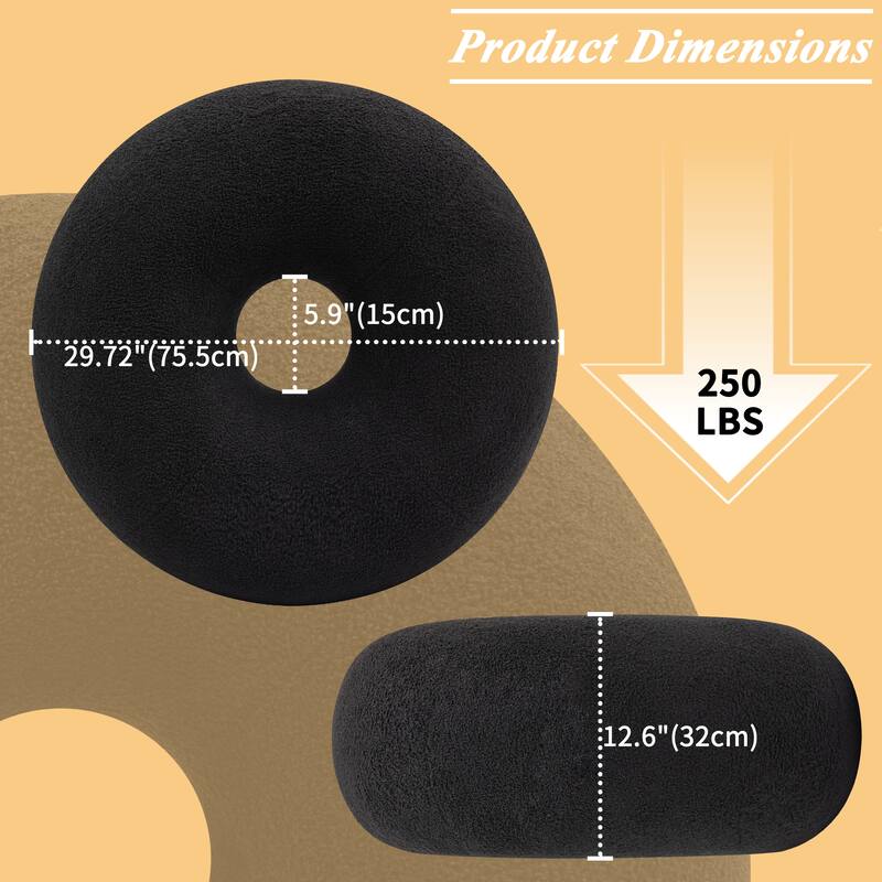 XINMICS 29.7" Donut Teddy Fleece Fabric Pouf Ottoman