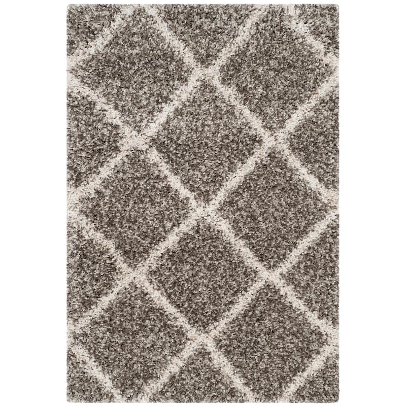 SAFAVIEH Hudson Shag Estella Diamond Trellis 2-inch Thick Rug - 2'3" x 3'9" - Grey/Ivory - Rectangle