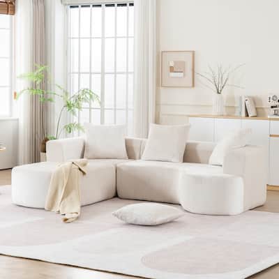 Curved Modular Sofa L-Shape Sectional Chaise Cloud Sleeper Couch