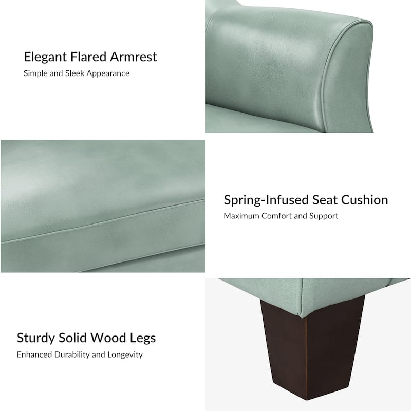 Sandra 81.5" Classic Genuine Leather Sofa With Solid Wood Legs By HULALA HOME