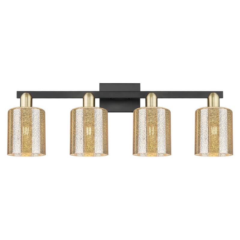 Innovations Lighting Endless Possibilities Arcadia - Cobbleskill - 4 Light 32" Bath Vanity Light - Mercury/Black Antique Brass