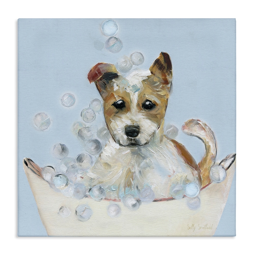 Stupell Fun Bubbles Puppy Bath Canvas Wall Art Design By Sally Swatland
