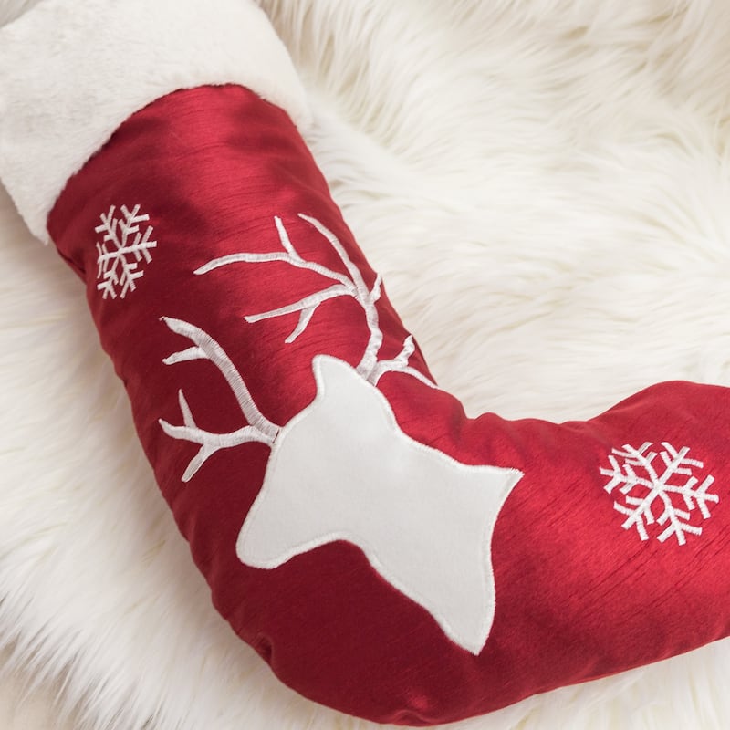 Homey Cozy Floral Velvet Embroidered Christmas Stocking