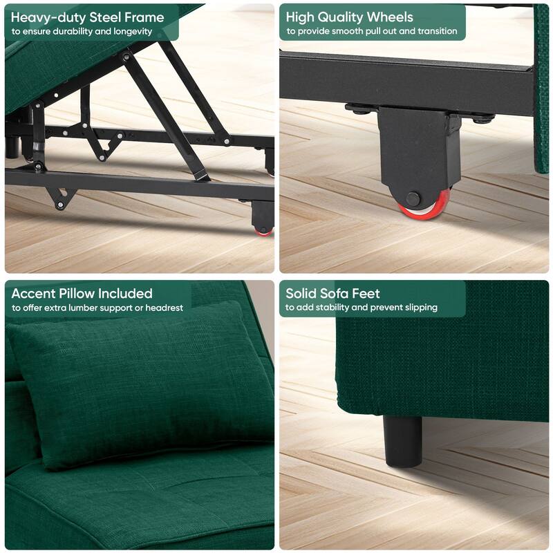 Ainfox Adjustable Sofa Chair Sleeper Sofa Bed Ottoman Couch with Metal Frame