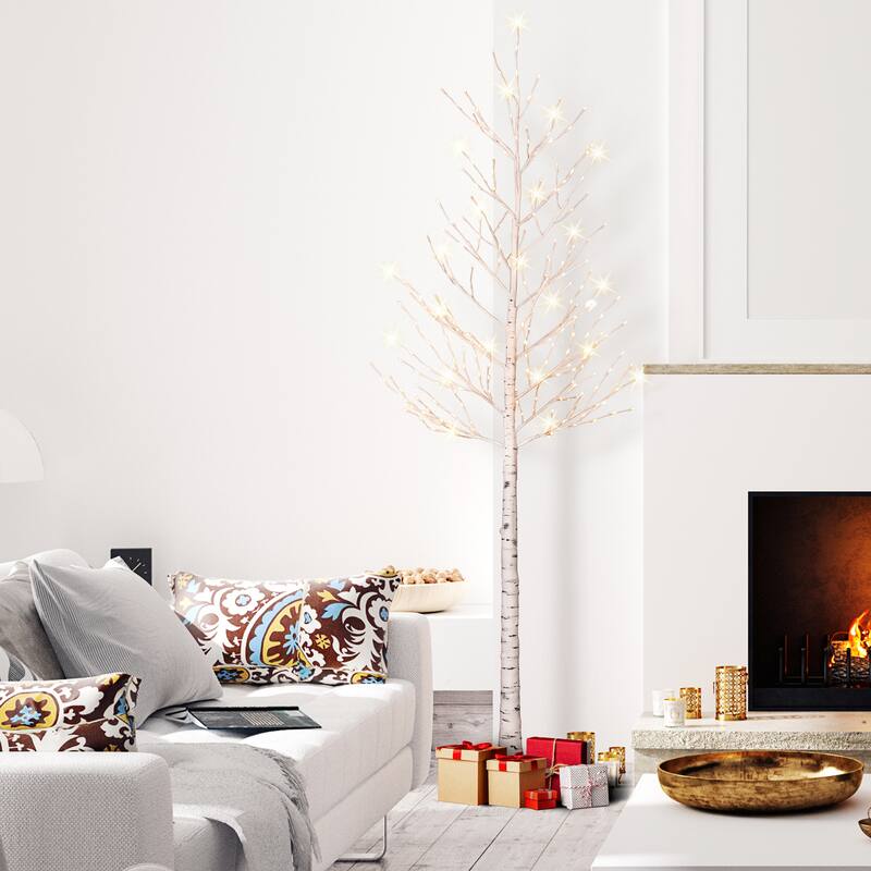Puleo International 8 ft. Pre-Lit White Artificial Twig Tree