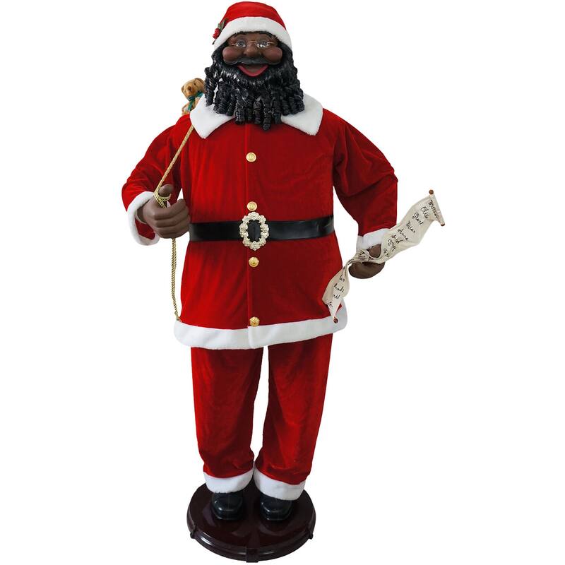 Christmas Time 58-In. African American Dancing Santa Claus with Naughty & Nice List, Animated Indoor Christmas - 5 foot