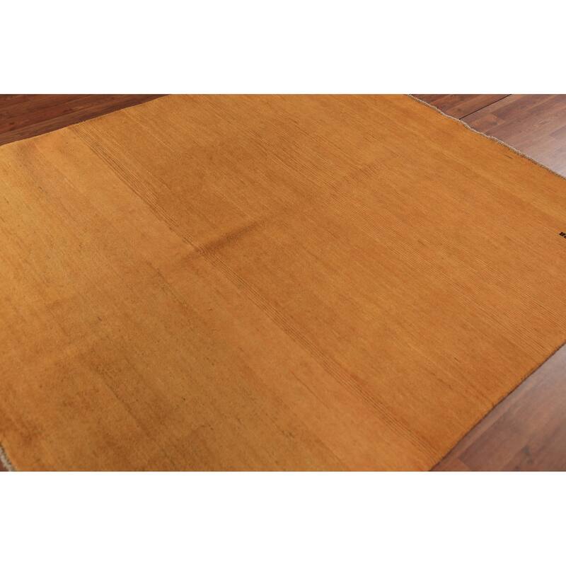 Orange Gabbeh Modern Area Rug Hand-Knotted Oriental Wool Carpet - 5'11" x 6'9"