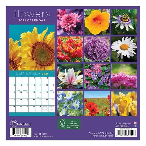 Flowers Mini Calendar 2021 Office Planners Organizers