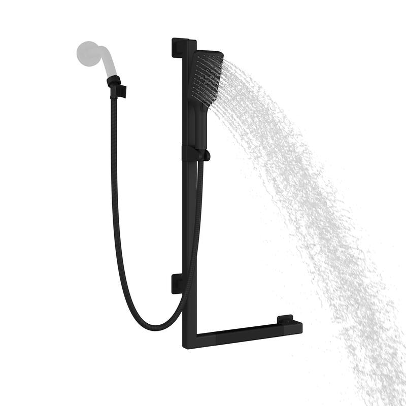Seville Slide Bar ADA Compliant 500 lb Weight Capacity Slide Bar with Multi-function Handshower Left Matte Black