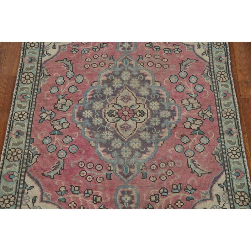 Hand Knotted Oriental 100% Wool Carpet Traditional Floral Pink Tabriz Area Rug - 4' 9'' X 3' 0''