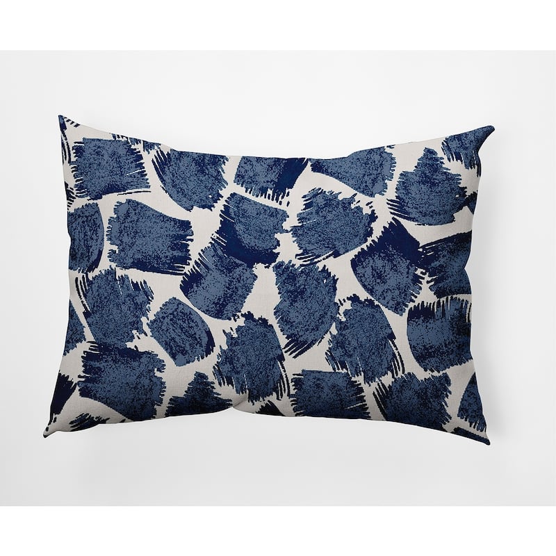Giraffe Journey Faux Linen Pillow - 14" x 20" - Blue