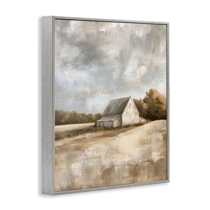 Stupell Cloudy Farm Landscape Framed Giclee Art Design By Petal Prints Design