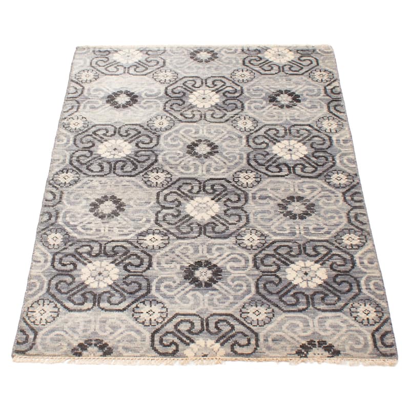 ECARPETGALLERY Hand-knotted Mystique Grey Wool Rug - 3' 11" x 6' 1"
