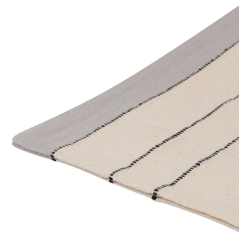 Sevita Ivory/Gray Striped Cotton Throw Pillow