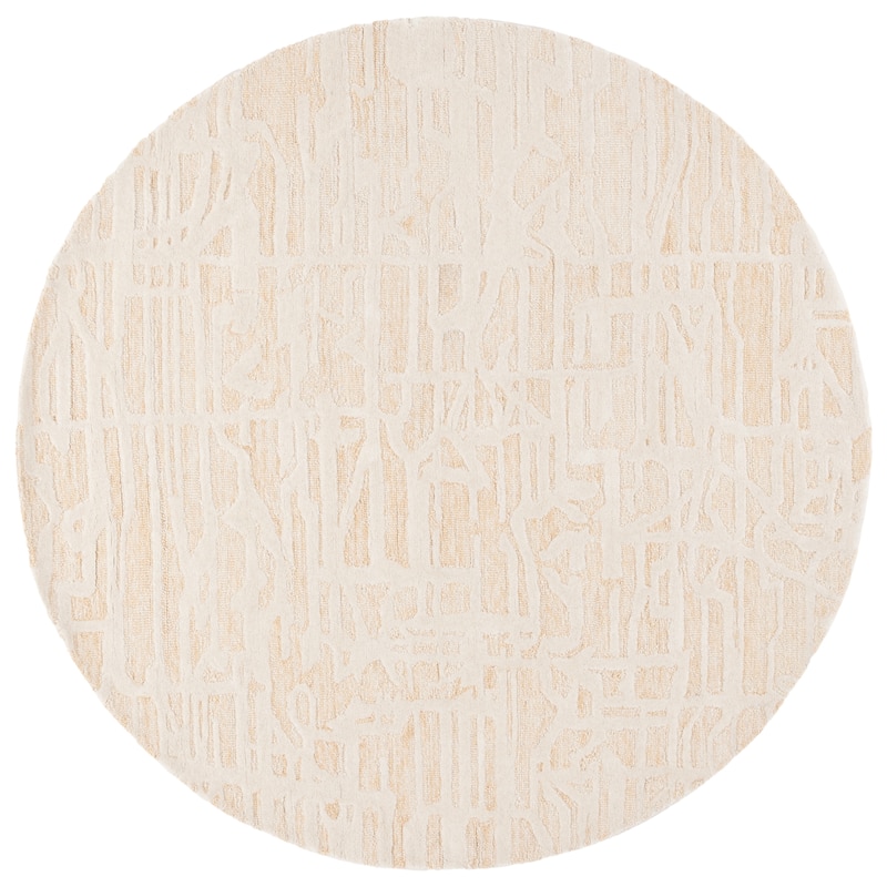 SAFAVIEH Handmade Ebony Stefanka Modern & Contemporary Wool Rug - 6' Round - Gold/Ivory